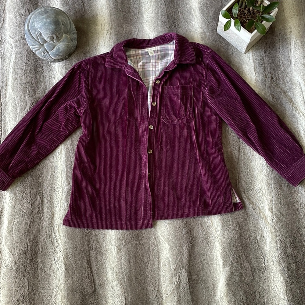 Corduroy Button-Up Jacket - Plum